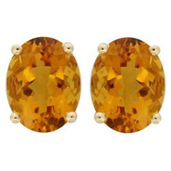 Genuine 2.50 ctw Oval Citrine Stud Earrings 14kt Gold-Yellow