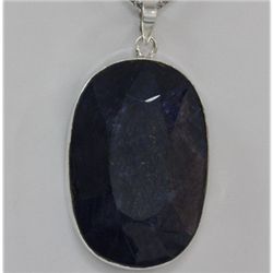 43.24g Sapphire oval Pendant in silver 0.925