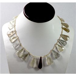 209.89 ctw Natural Smoke Quartz Bead Necklace with brass clasp