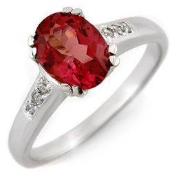 Genuine 3.00 ctw Pink Tourmaline & Diamond Ring 10kt Gold-White