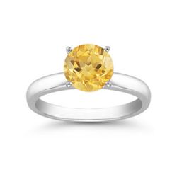 Genuine 1.30 ctw Citrine Solitaire Ring 14kt Gold-White approx 7mm