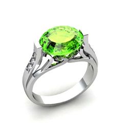 Genuine 4.09 ctw Peridot Ring 14kt White or Yellow Gold