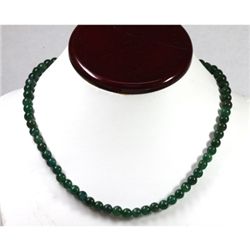 128.44 ctw Emerald Round Bead Necklace with Brass clasp