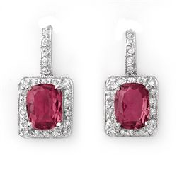 Genuine 3.55 ctw Pink Tourmaline & Diamond Earrings 14kt Gold-White