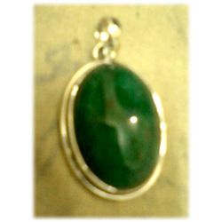 Emerald Gemstone Oval in Silver Pendant