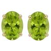 Image 1 : Genuine 4.50 ct 10X8mm Oval Peridot Stud Earrings 14kt Gold-Yellow