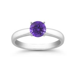 Genuine 0.55 ctw Tanzanite Solitaire Ring 14kt Gold-White