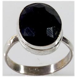 27.41 ctw Dark Blue Sapphire 0.925 Sterling Silver Ring