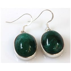 10.75g EMERALD OVAL Earrings silver 0.925