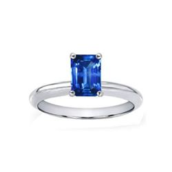 Genuine 1.0 ctw Sapphire Solitaire Emerald Cut 14kt Gold-White