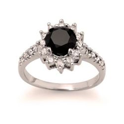 Genuine 2.46 ctw Black & Diamond Ring 14kt Gold-White