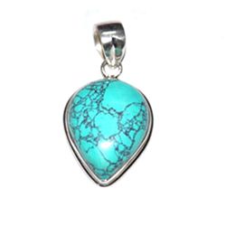 Silver Firoza Pear Pendant 25.00ctw