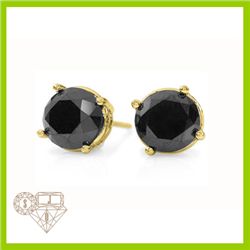 Genuine 0.50 ctw BLACK DIAMONDS EARINGE 14kt Gold-Yellow