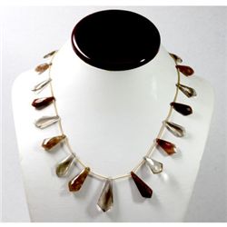 134.76 ctw Natural Smoke Quartz Bead Necklace with brass clasp