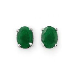 Genuine 2.52 ctw Emerald Oval Cut Stud Earrings 14kt Gold-White