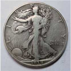 1938-D WALKING LIBERTY HALF DOLLAR F/VF