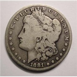 1881-CC MORGAN SILVER DOLLAR VG