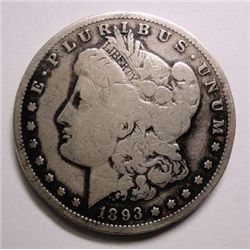 1893-S MORGAN SILVER DOLLAR VG