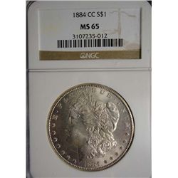 1884-CC MORGAN SILVER DOLLAR NGC MS65