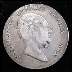 1813 BAVARIAN THALER, MAXIMILLIN AND JOSEPHENE, VF