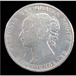 1896 NEWFOUNDLAND 50 CENT PIECE, FINE