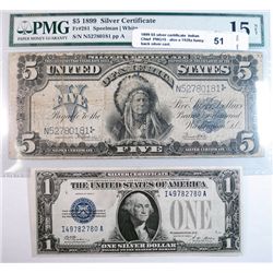 1899 $5 silver certificate  Indian Chief  PMG15