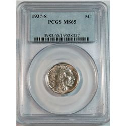 1937S Buffalo nickel  PCGS65