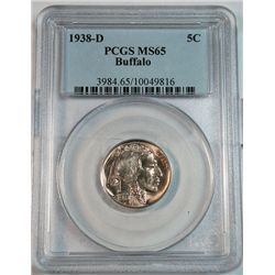 1938D Buffalo nickel  PCGS65