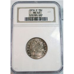 1916D Barber quarter  NGC63