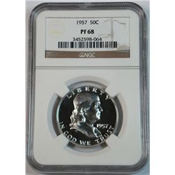 1957  Franklin half $ PCGSPR68