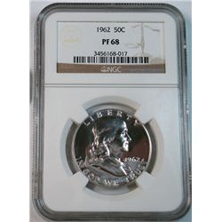 1962  Franklin half $ PCGSPR68