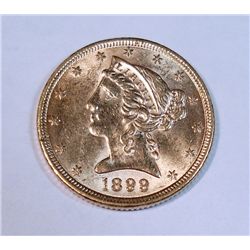 1899 $5 gold     NICE BU