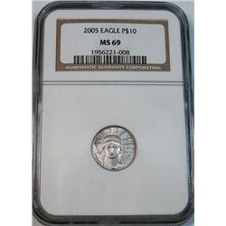 2005 1/10th oz. platinum eagles  NGC69