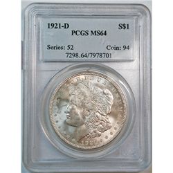 1921D  Morgan $   PCGS64
