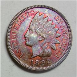 1892 Indian penny  MS64 R/B some RED   MS64R/B GS bid = $130