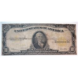 1922 $10 GOLD certificate  G/VG