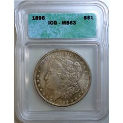 1896 MORGAN DOLLAR ICG MS-63 FANTASTIC COLOR!