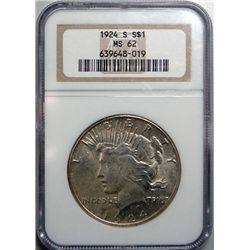 1924-S PEACE DOLLAR NGC MS-62