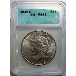 1935-S PEACE DOLLAR ICG MS-63