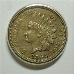 1864 CN INDIAN HEAD ONE CENT AU/UNC