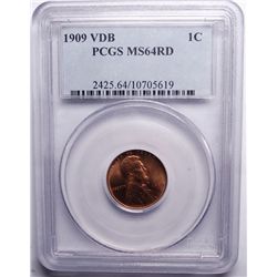 1909 VDB ONE CENT PCGS MS 64 RED