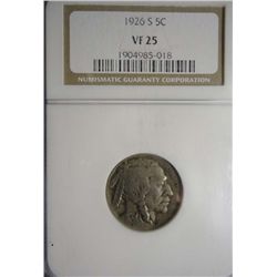 1926-S BUFFALO NICKEL NGC VF25 VF/XF
