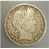 Image 1 : 1907 BARBER HALF DOLLAR, VF/XF