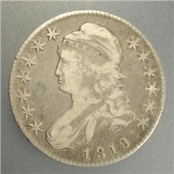 1819 BUST HALF DOLLAR,VF-ALL ORIGINAL