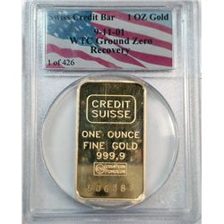 Credit Suisse 1 oz  GOLD  1 of 426  PCGS