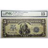 Image 1 : 1899 $5 US SILVER CERTIFICATE INDIAN CHIEF PMG15