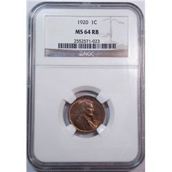 1920 Lincoln penny  NGC64 RB