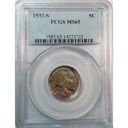1937S  Buffalo nickel   PCGS65