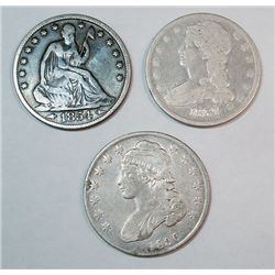 1836-1837 Bust half $ FINE  all original undipped