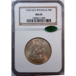 1938 New Rochelle half $  NGC65 CAC